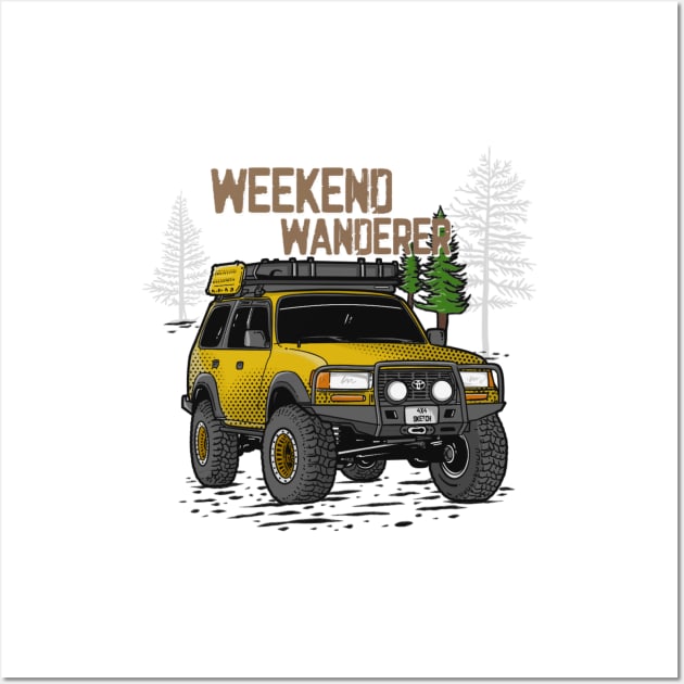 Toyota Land Cruiser Weekend Wanderer - Yellow Toyota Land Cruiser for Outdoor Enthusiasts Wall Art by 4x4 Sketch
